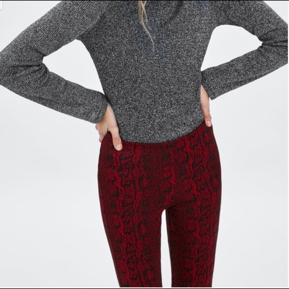 Zara Snakeskin Print Mini Flare PANTS - Picture 4 of 6